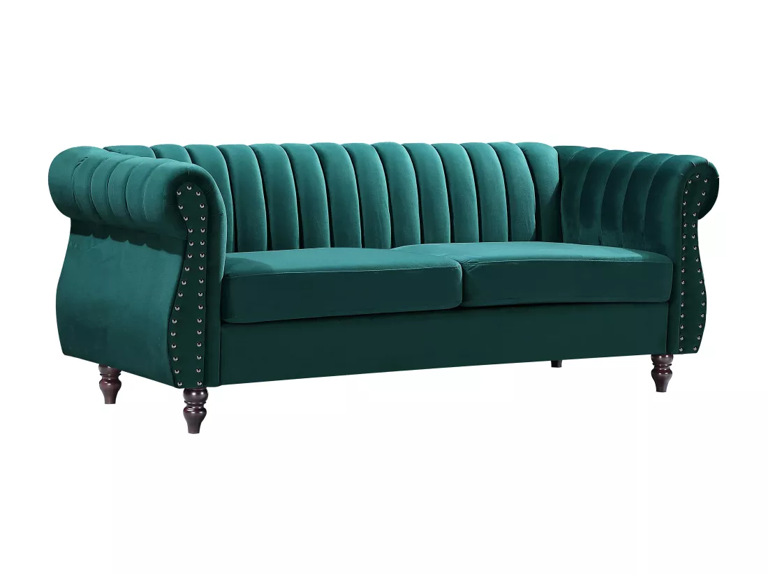 Canapé chesterfield 3 places en velours vert émeraude TRUMBO