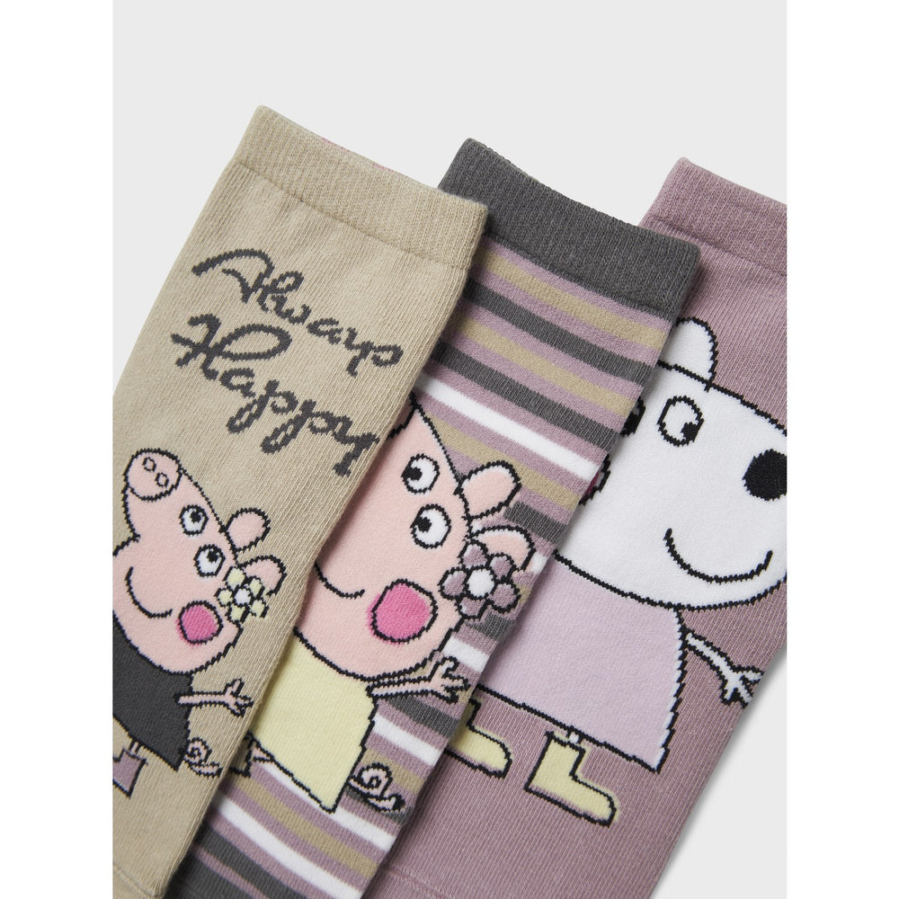 Køb Name It Elderberry Dassa Peppa Pig 3-pak Strømper