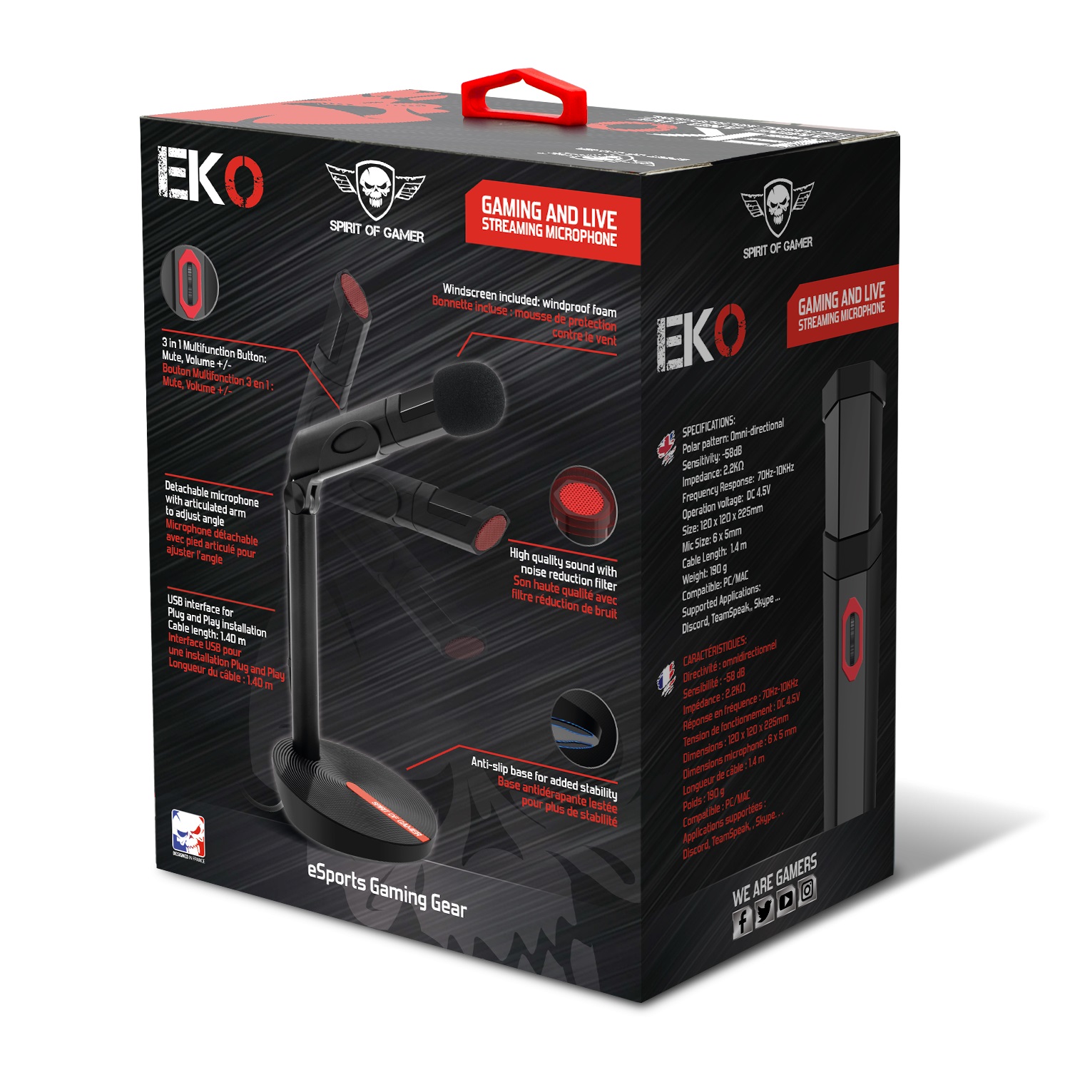 MICROFONE SPIRIT OF GAMER PRETO GAMING MIC-EKO