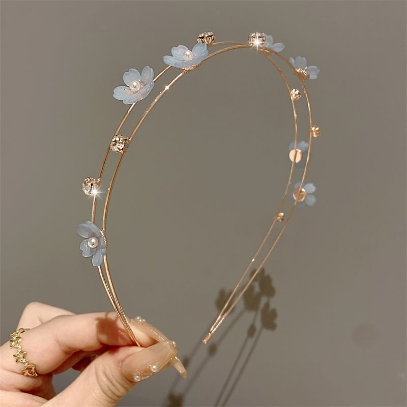 Kayochs - Bloemen imitatie parel gelaagde legering hoofdband