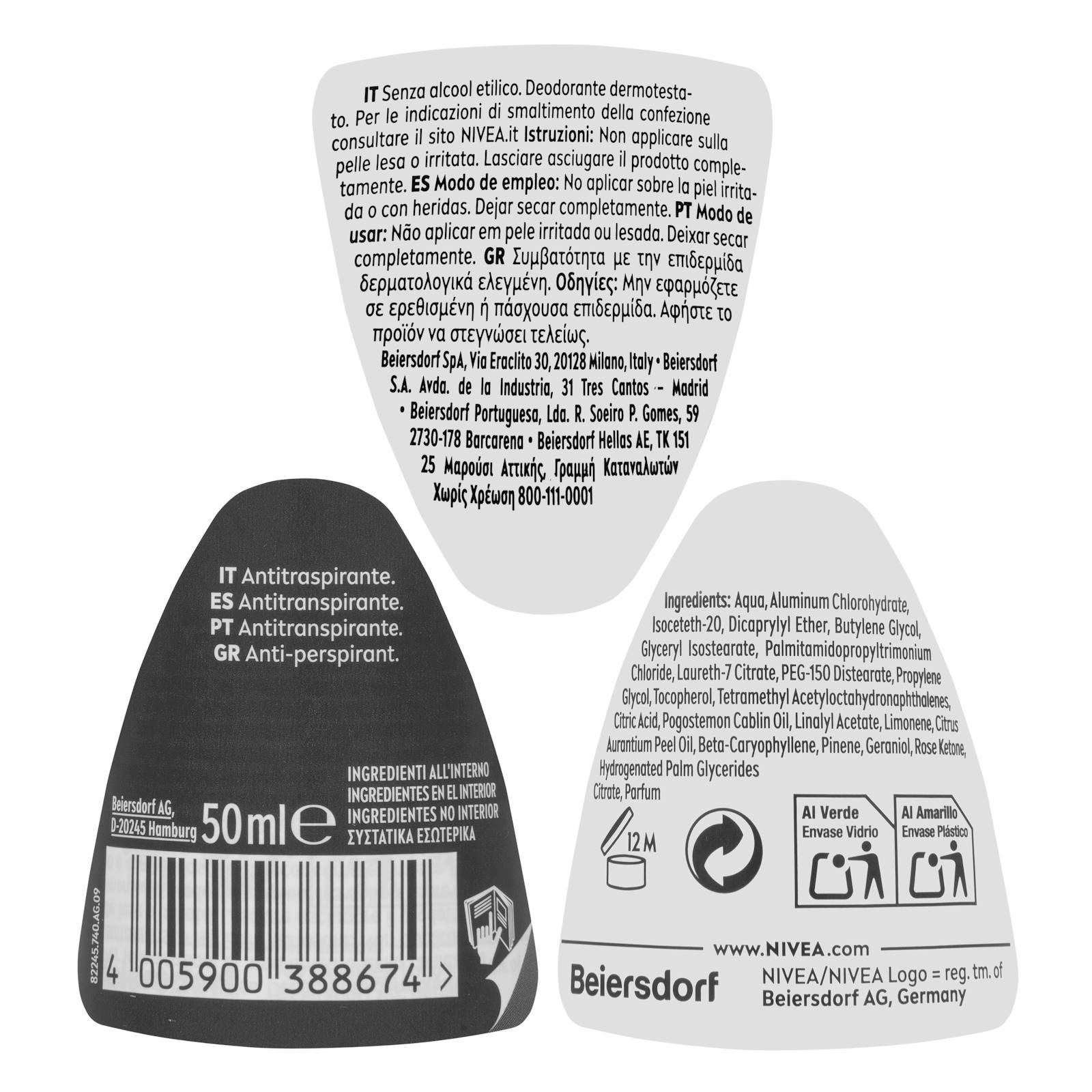 Déodorant anti-transpirant à bille Invisible Black & White Nivea Men