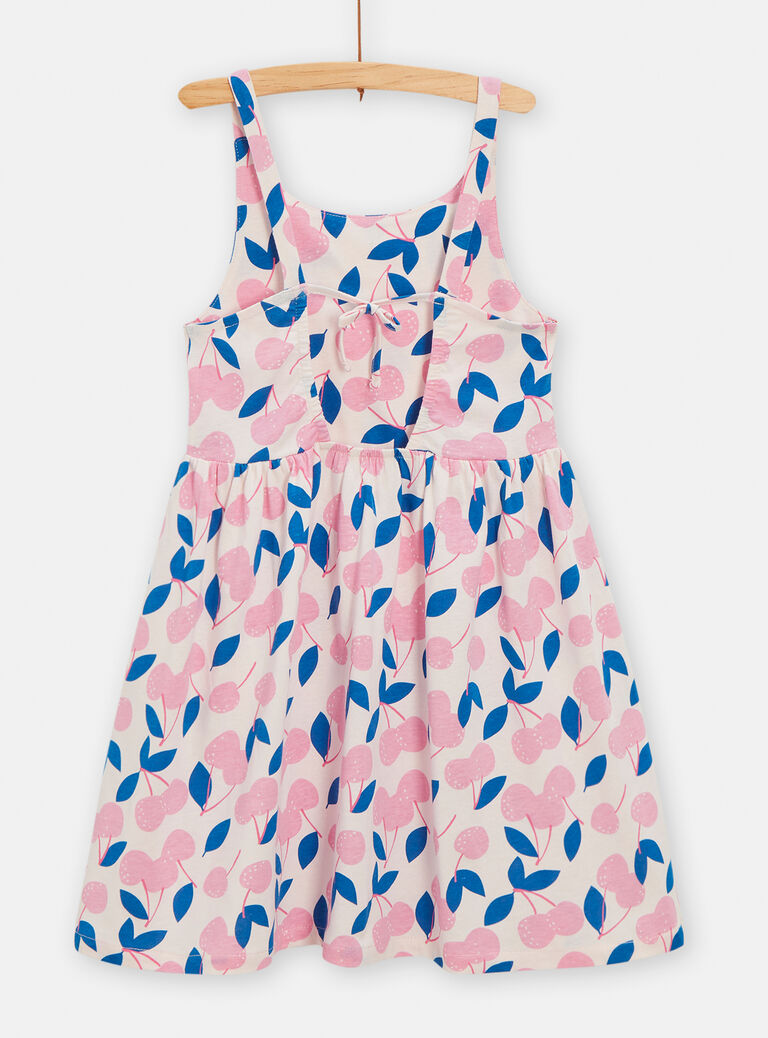Robe ouverture dos imprimé cerise rose pour fille