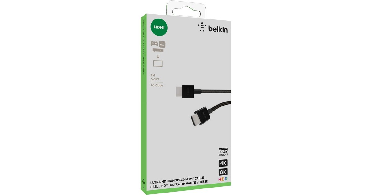 BelkinUltra HD High-Speed HDMI-kabel, 2 meter  (Zwart, 4K HDR, AV10176bt2M-BLK)