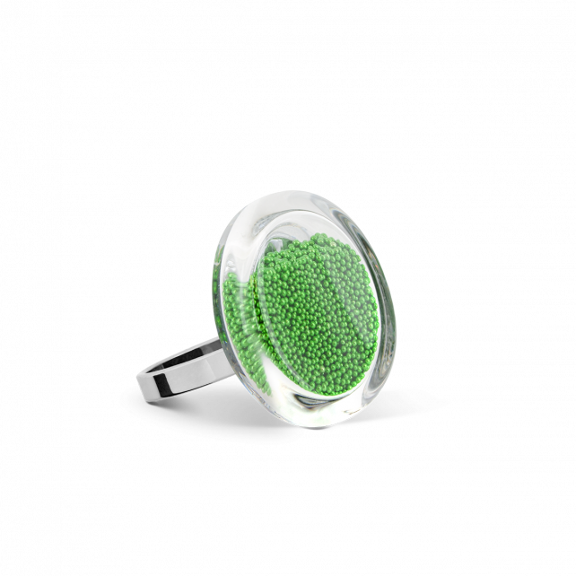 Bague en verre soufflé - Cachou Nano Billes