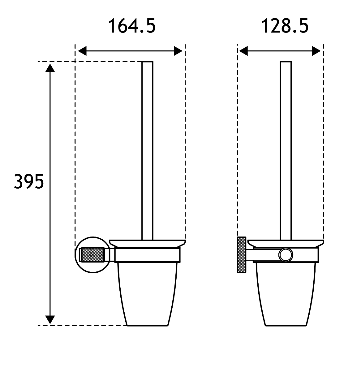 Eastbrook Catania messing glazen toiletborstelhouder zwart mat en messing geborsteld