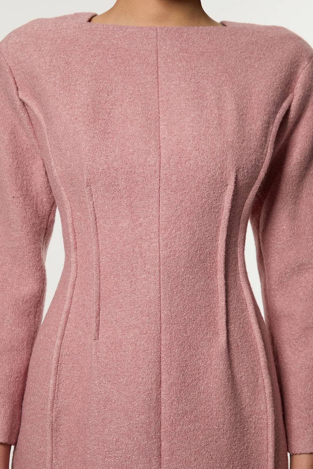 KarenMillen Robe mini ajustée structurée en mélange de laine texturée à pinces