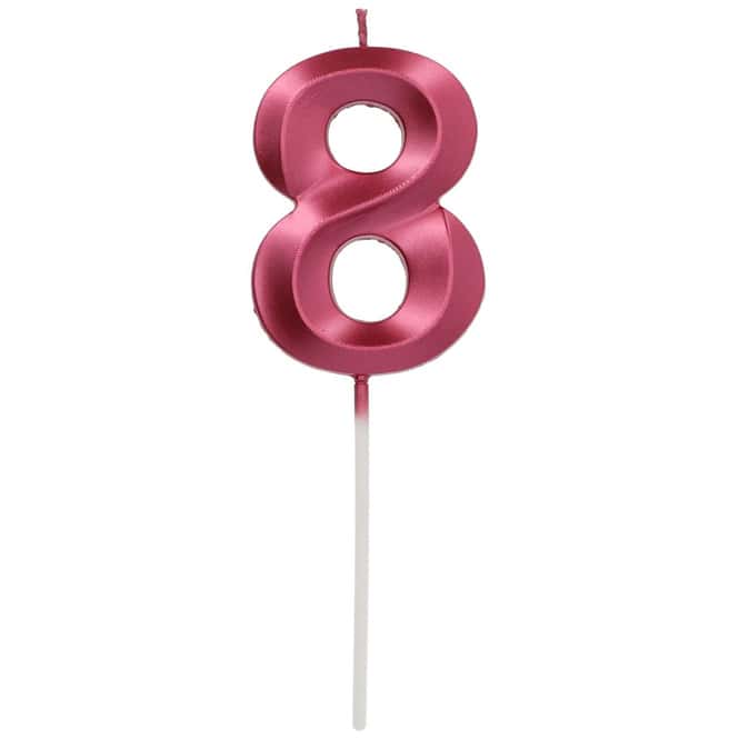 Zahlenkerze - 8 - Glamour Vibes - pink metallic - ca. 7 cm