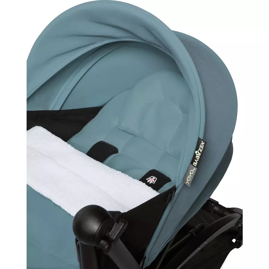 BABYZEN Kinderwagen YOYO2 0+ Black mit Neugeborenenaufsatz und Textilset Aqua