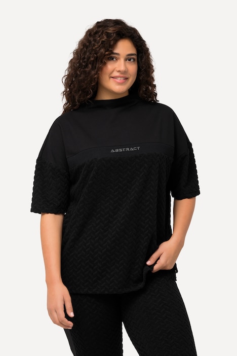 Sweatshirt, Frottee, Zacken, Stehkragen, Halbarm