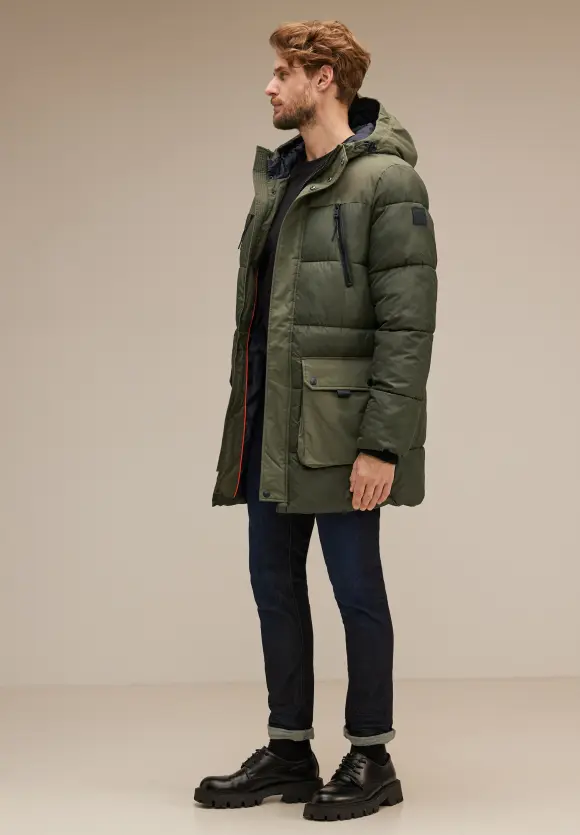 Longjacke mit 2-Wege Zipper - forest green