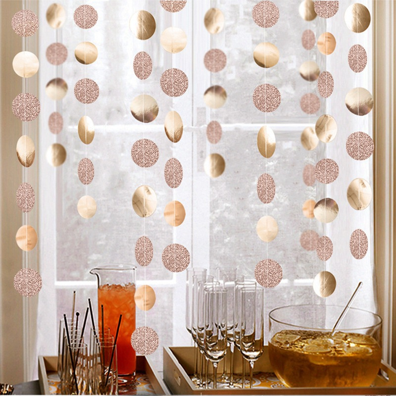 (4m) Ø5cm Girlande Glitzer / Glanz Party Dekoration Accessoire - Roségold