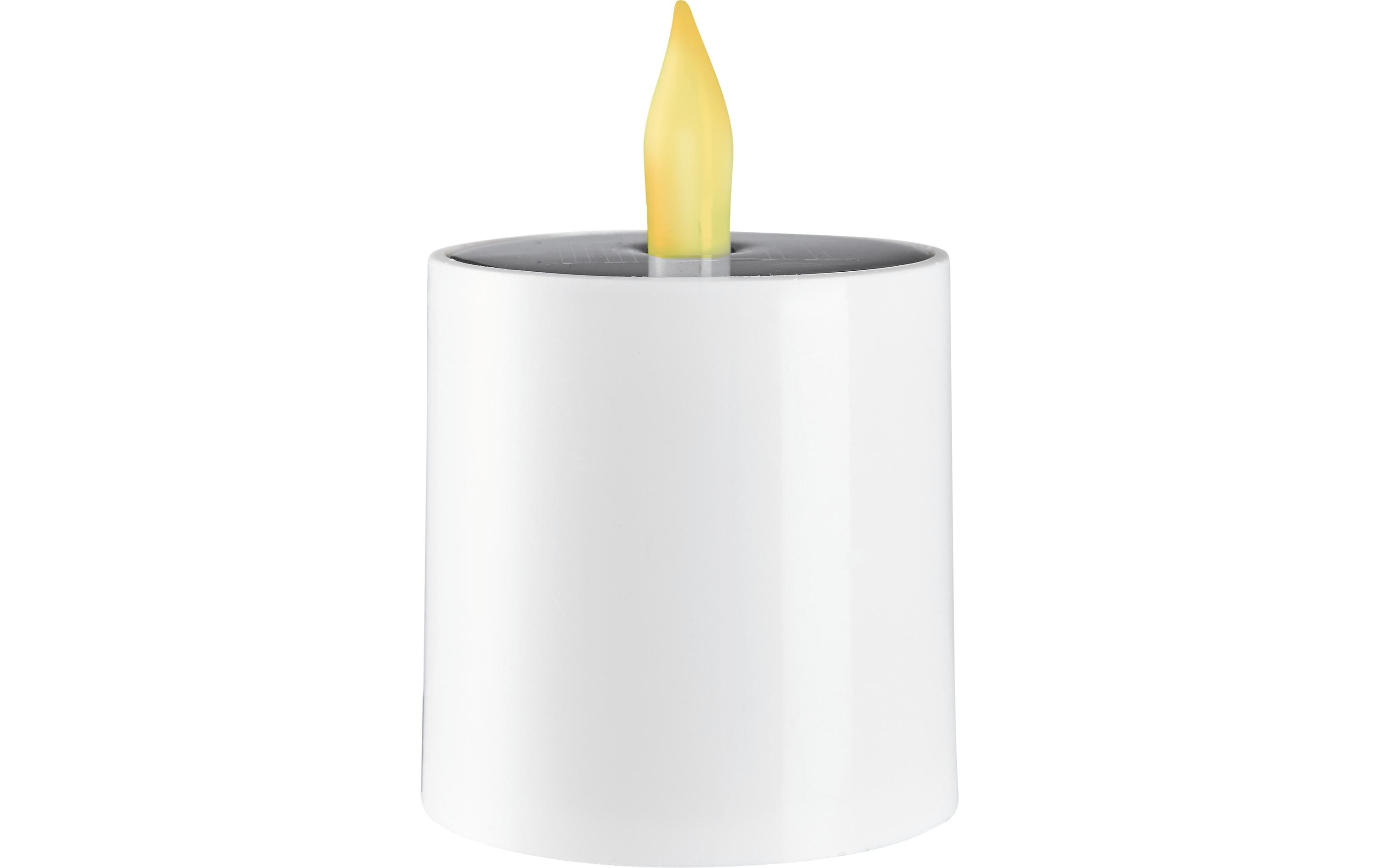 LED-Kerze Solar Saul, Ø 7.3 x 11 cm, WeissSolarbetriebene Kunststoffkerze