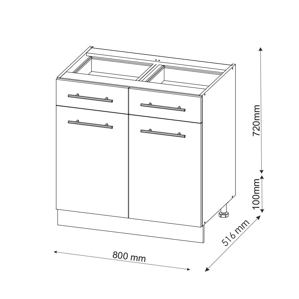 Vicco Schubunterschrank Küchenschrank Küchenmöbel Fame-Line Eiche Weiß modern 80 cm Küche Einbauküche Drehtür Schublade Einlegeboden Blende Küchenzeile Hochglanz