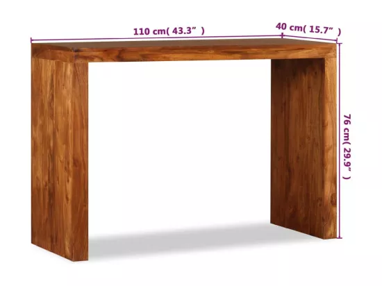 Table console Bois massif avec finition miel 110x40x76 cm