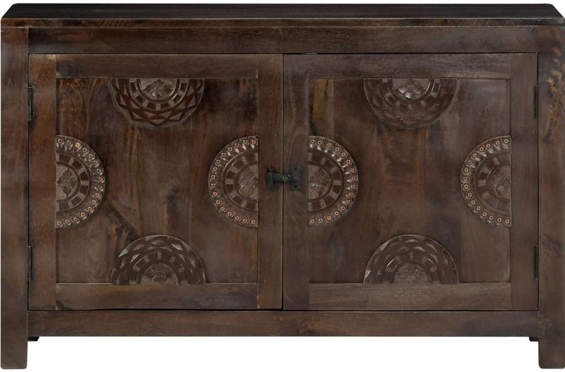 Houten Bijzetkast - Retro Stijl - Massief Mangohout - 2 Deuren