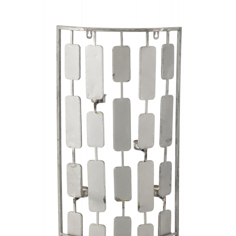 Décoration avec miroir et photophore en métal gris 36x9x121cm