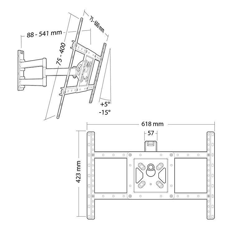 Support mural TV orientable et inclinable Erard PRAX541V600