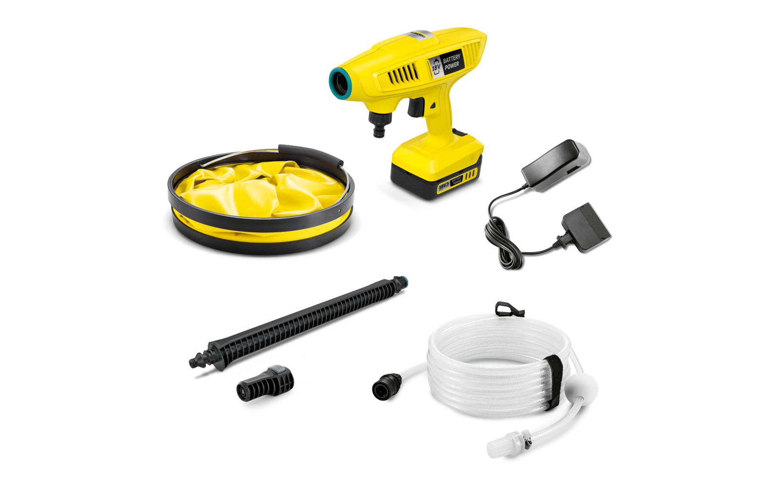 Kärcher Akku-Mitteldruckreiniger KHB 4-18 Plus Battery Set inklusive Ansaugschlauch / 18-V-Wechselakku / Ladegerät  21 bar