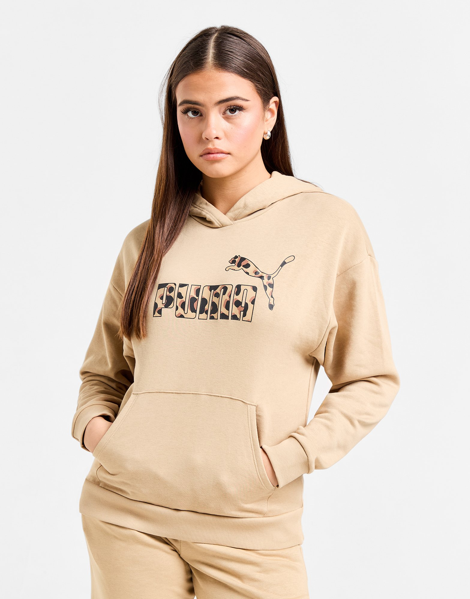 Puma Sweat à Capuche Essential Léopard Femme