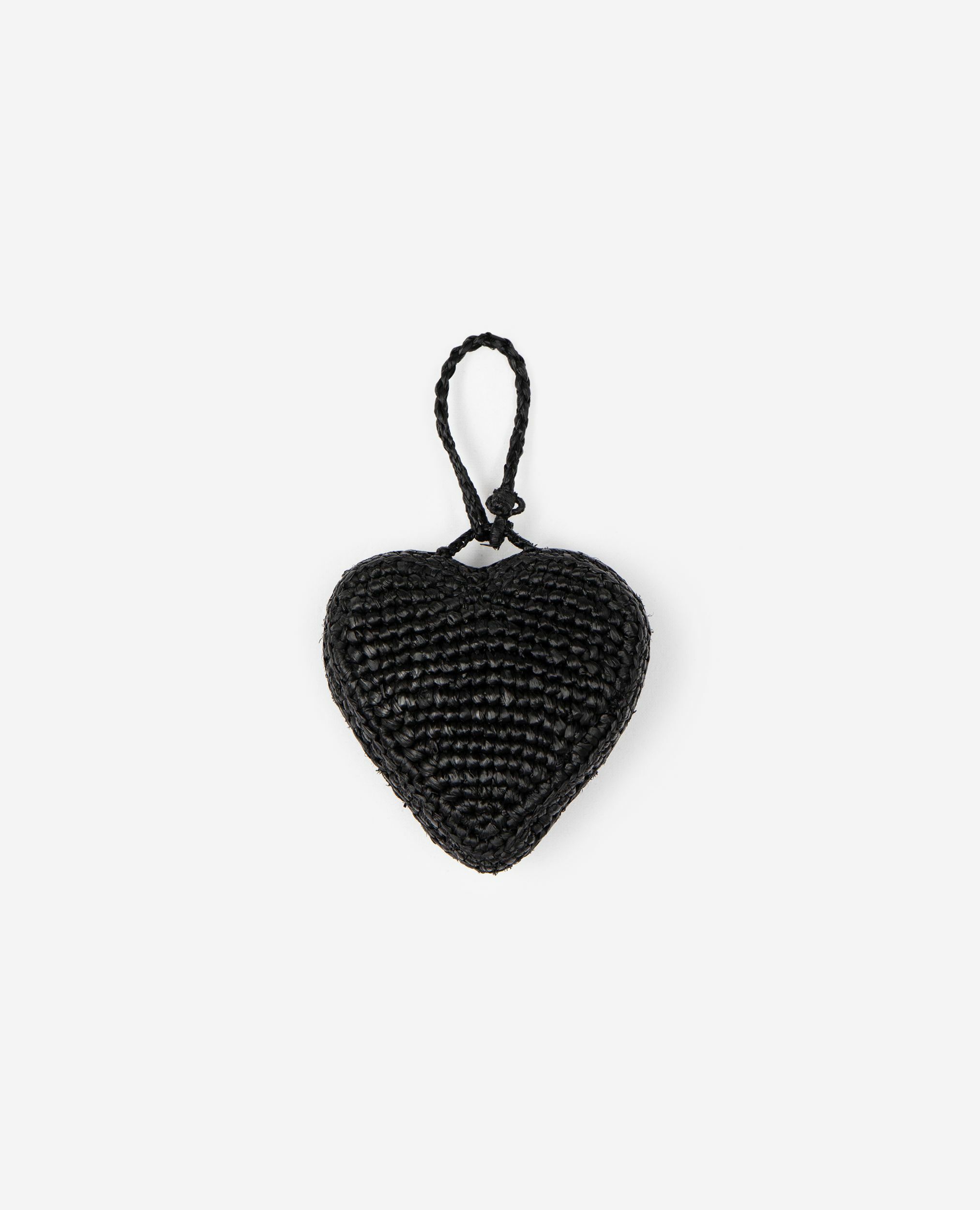 Bijou de sac cœur en raphia noir