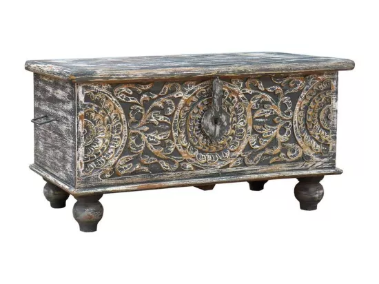 Coffre en bois artisanal 89x44x46h cm