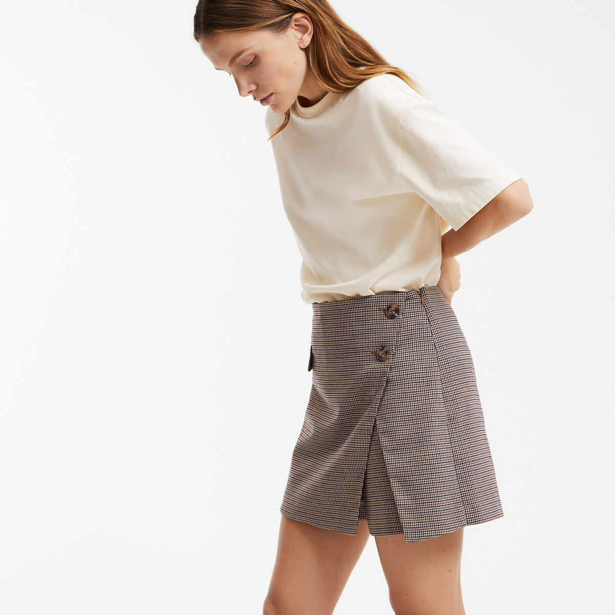 COLEÇÕES LA REDOUTE<br>Shortrok em pied-de-poule