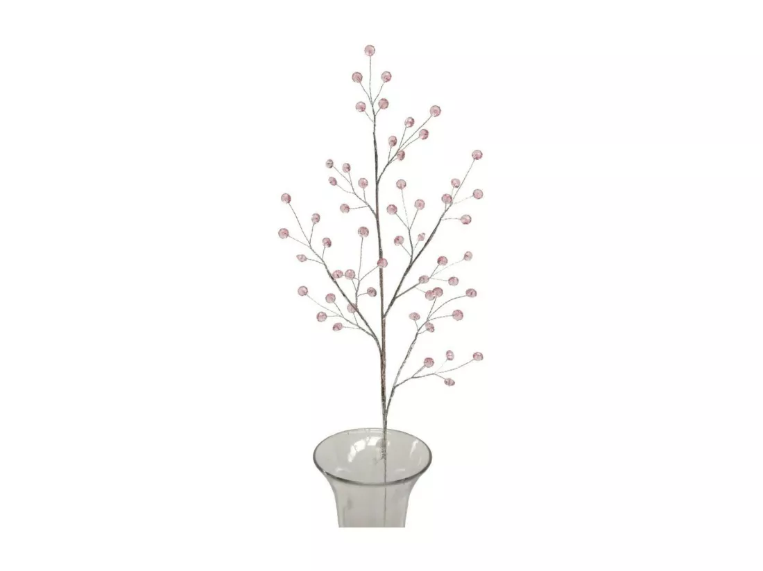 Branche de fleurs en verre rose 90 cm