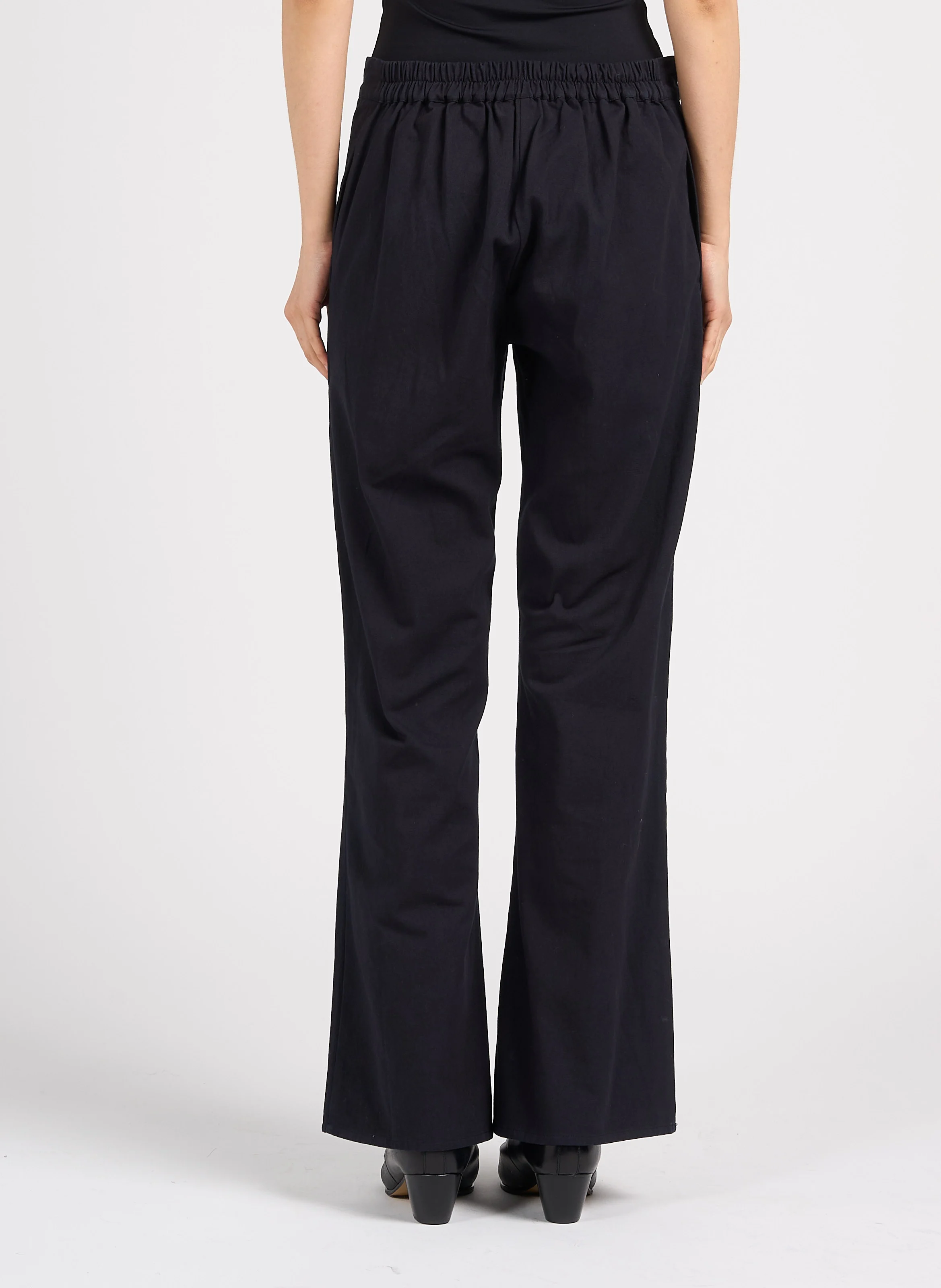 EGO - Pantalon droit brodé en coton | Noir