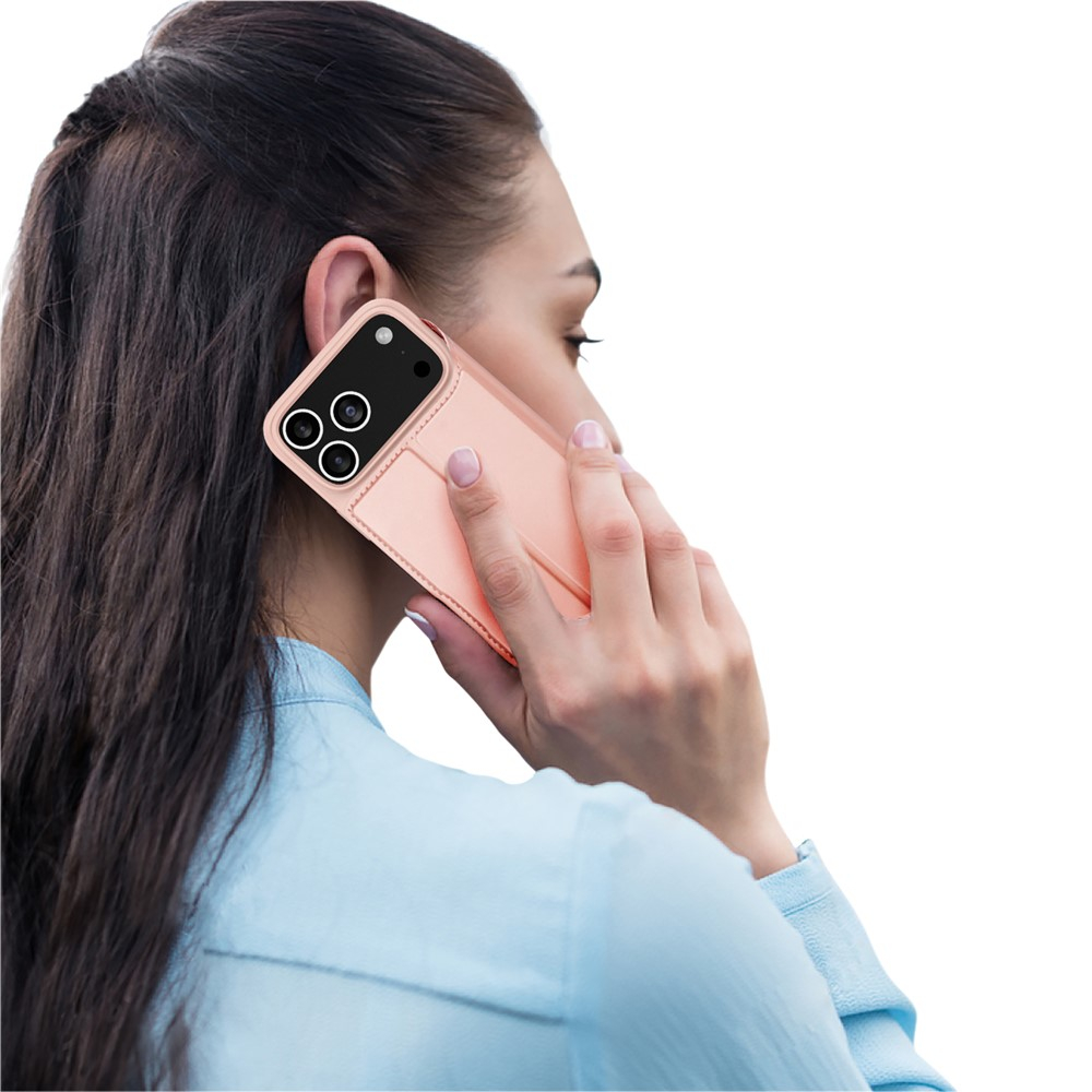 iPhone 17 Pro Flip Wallet Cover Leder Tasche - Rosa
