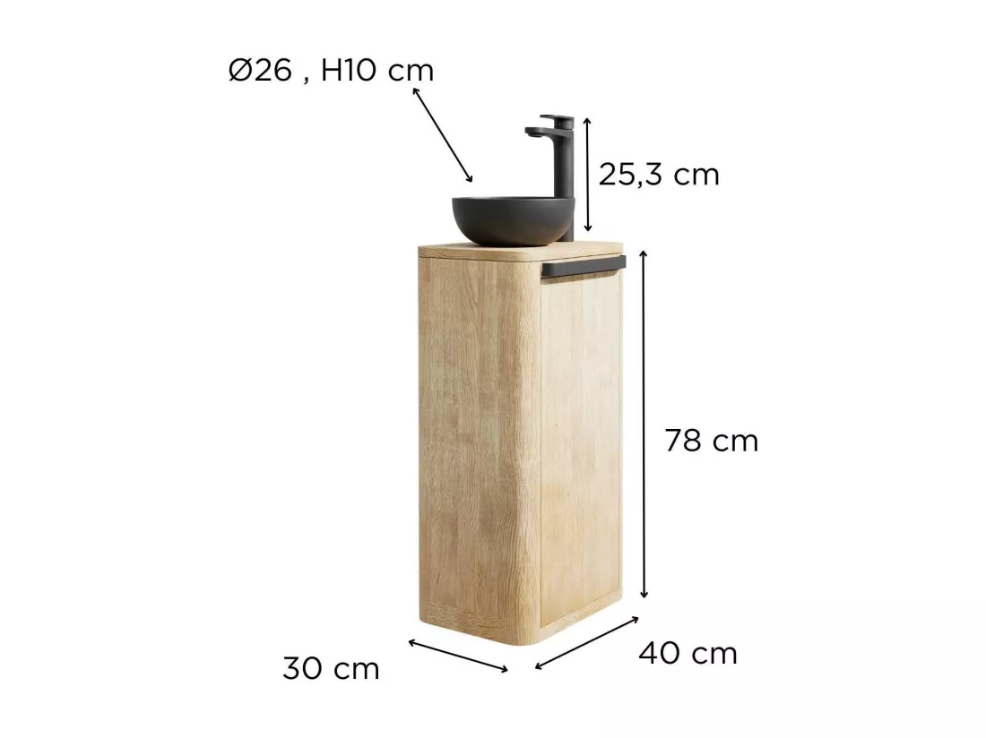 Ensemble meuble lave-mains TOM + vasque MAUD + robinet ROB