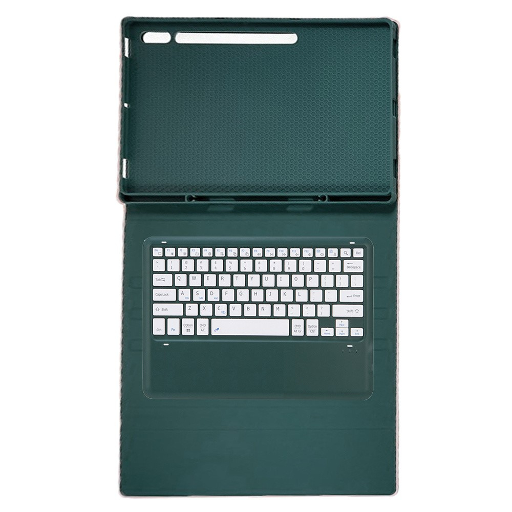 Samsung Galaxy Tab S9 Ultra Leder Tasche mit abnehmbarer Bluetooth Tastatur Keyboard   S-Pen Halterung (QWERTY) - Dunkelgrün