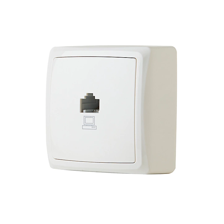 Prise RJ45 monobloc en saillie Jacobsen Sigurd blanc complet