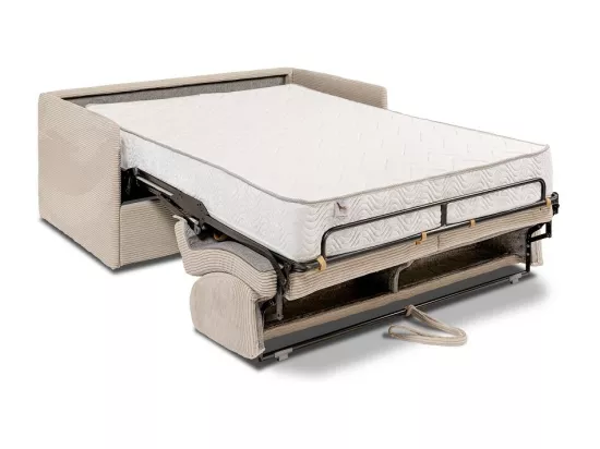 Canapé lit express COLOSSE 140 cm matelas 22 cm à mémoire de forme velours Côtelé beige