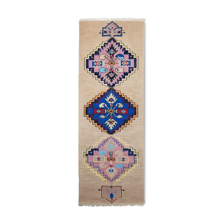 HKliving - Handgewebter Teppichläufer aus Wolle, 90 x 265 cm, oriental