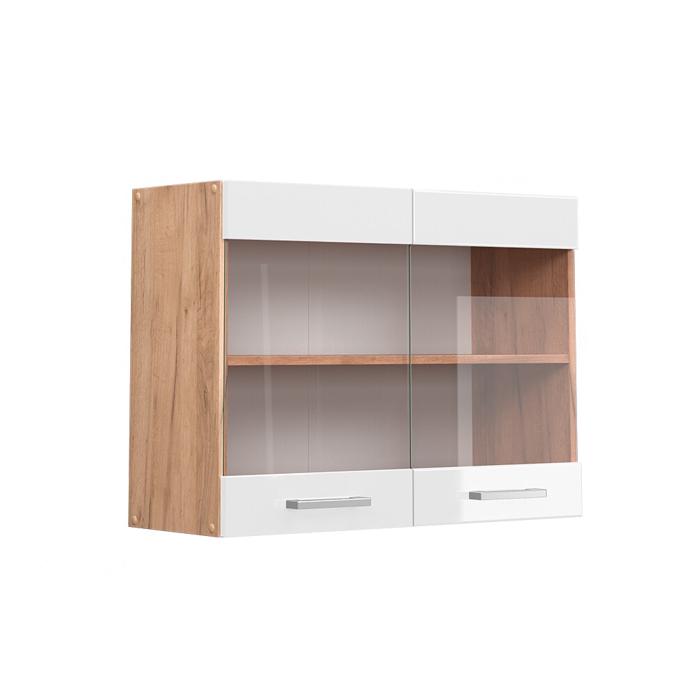 Vicco Hängeglasschrank Küchenschrank Küchenzeile R-Line 80 cm Goldkraft Weiß
