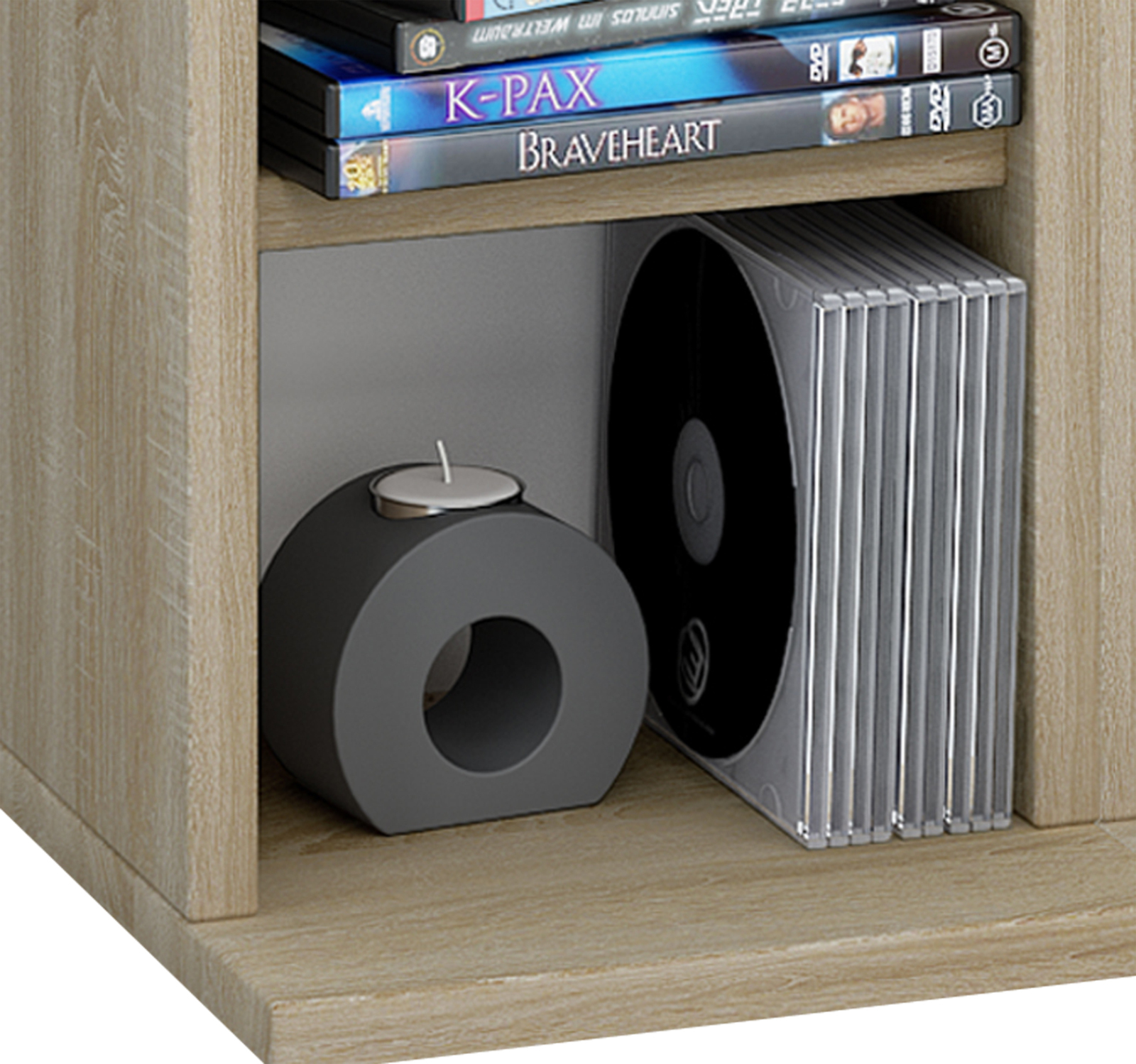 CD-Regal MILANO - Sonoma-Eiche - für 204 CDs - erweiterbar