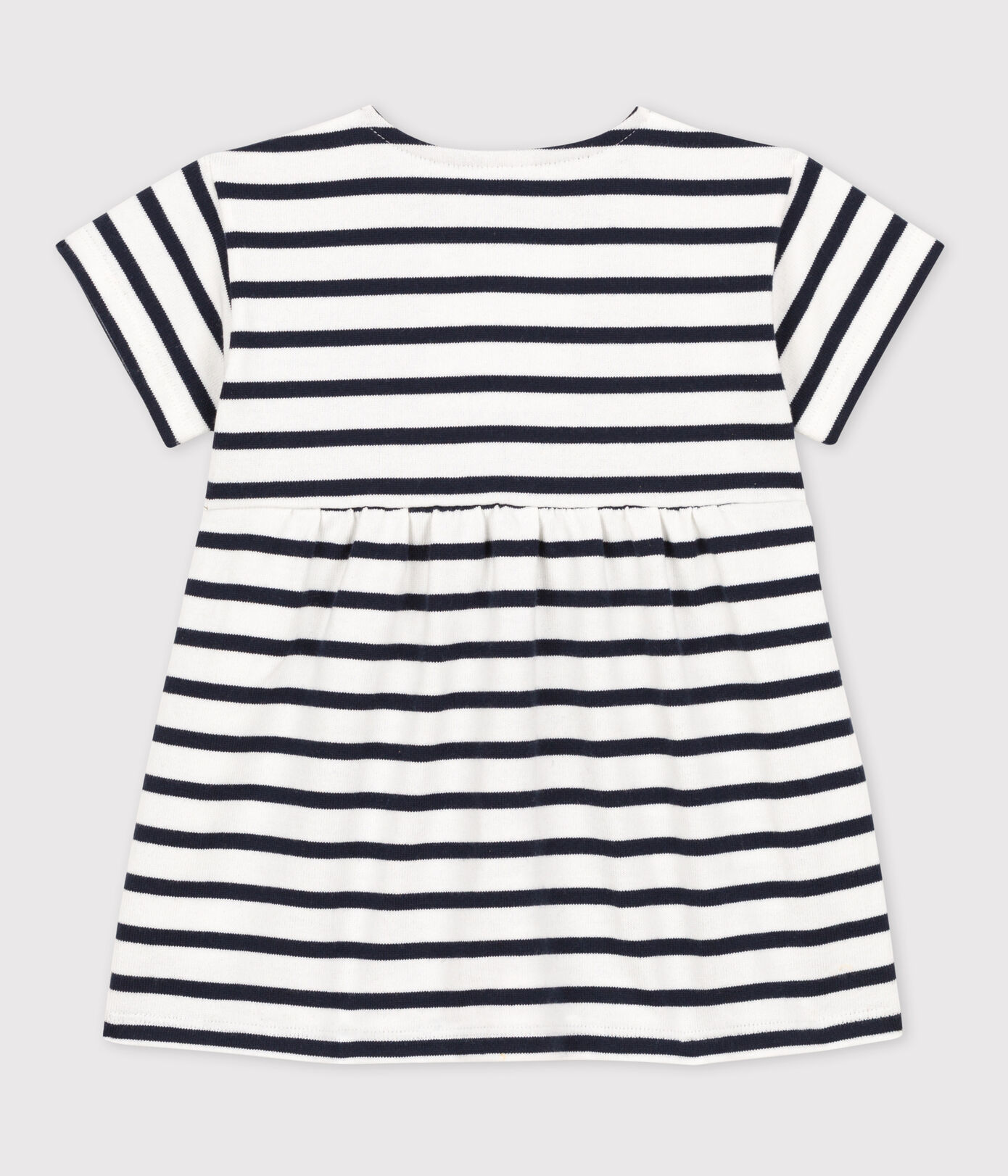 Robe manches courtes bébé rayée marinière en jersey épais