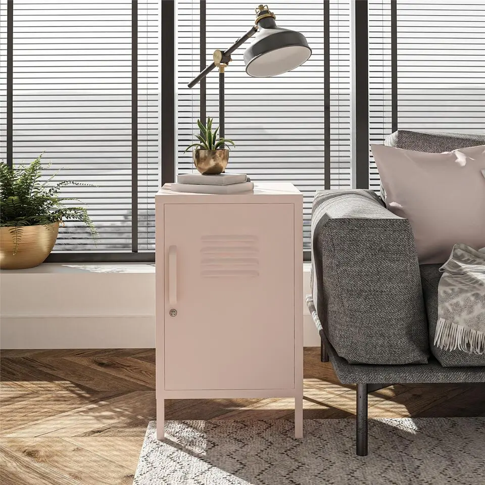 Mission District - Bijzettafel met 1 deur roze metaal
