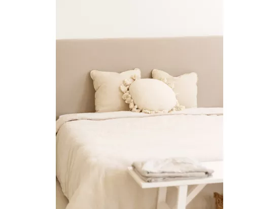 Tête de lit en coton gris 180x80cm - OLIVIA - DECOWOOD