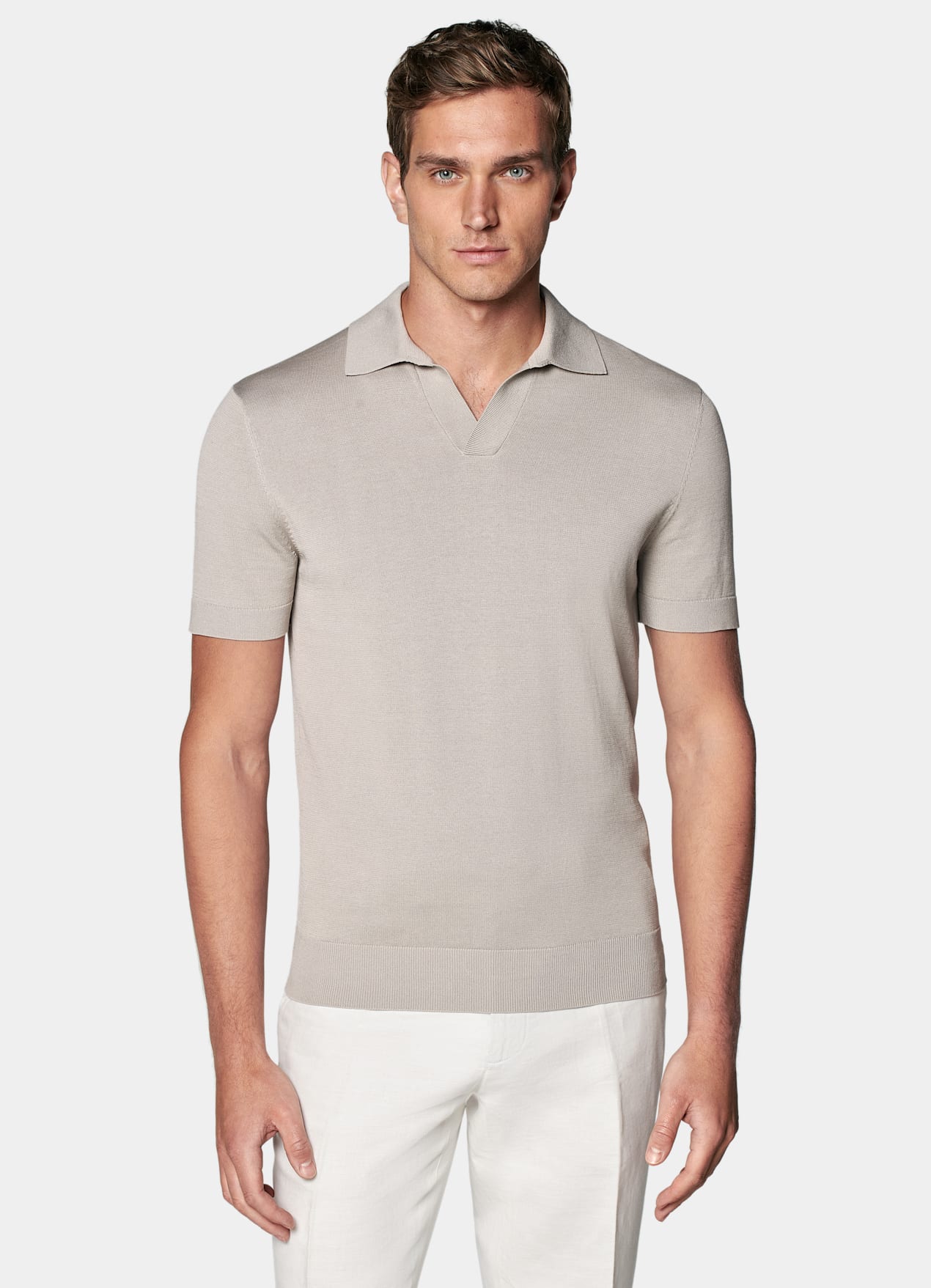 Polo sans boutons taupe clair
