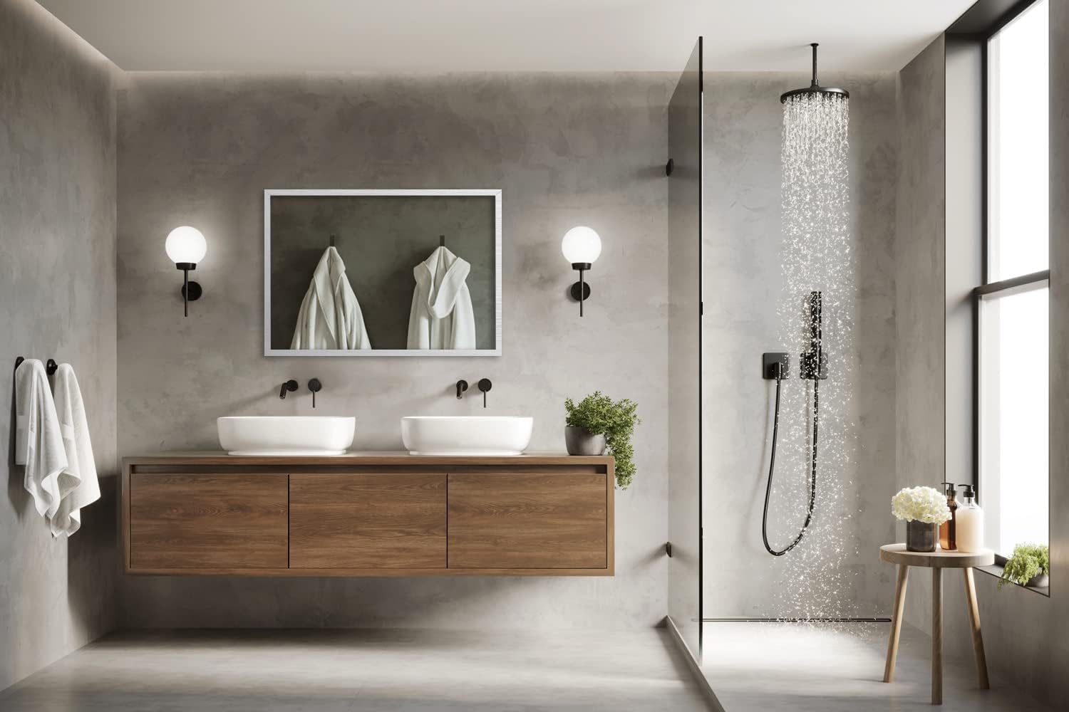 Tulup Spiegel 100x70 cm Glas Wand Mirror Wohnzimmer Weiße Rahmen Groß Badezimmer Schlafzimmer