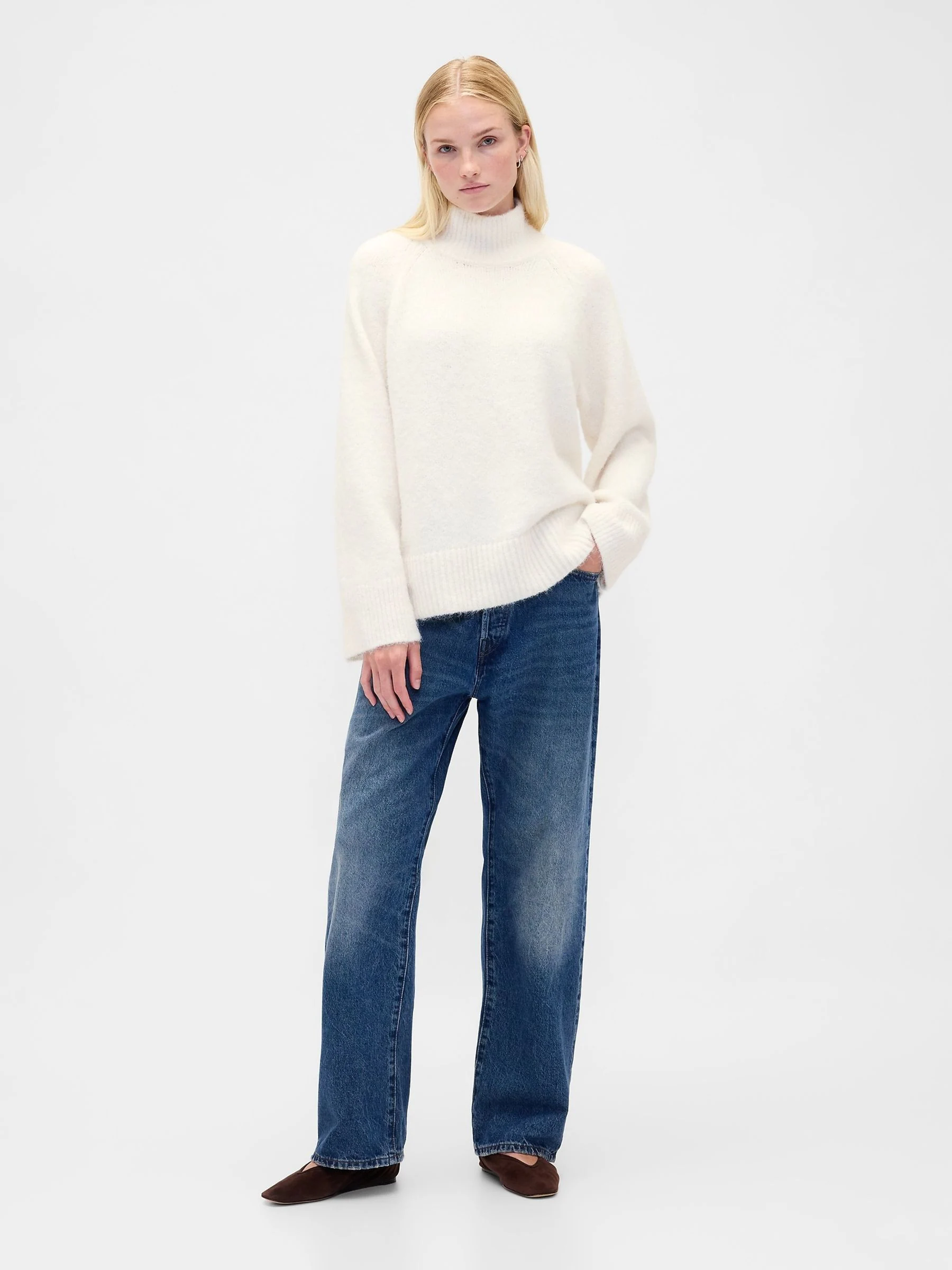 Crème - Gap Oversized Fuzzy Turtle Neck Jumper