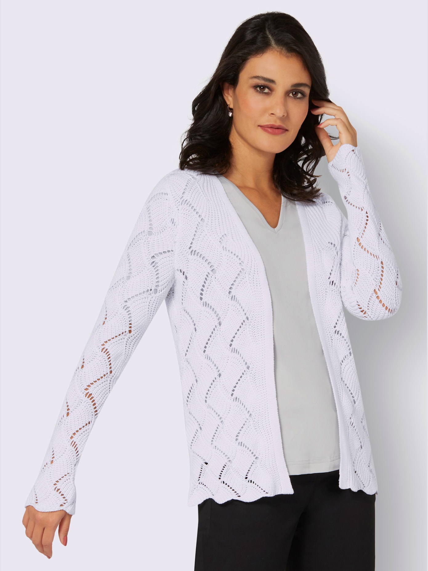 Veste en tricot motif ajouré élégant