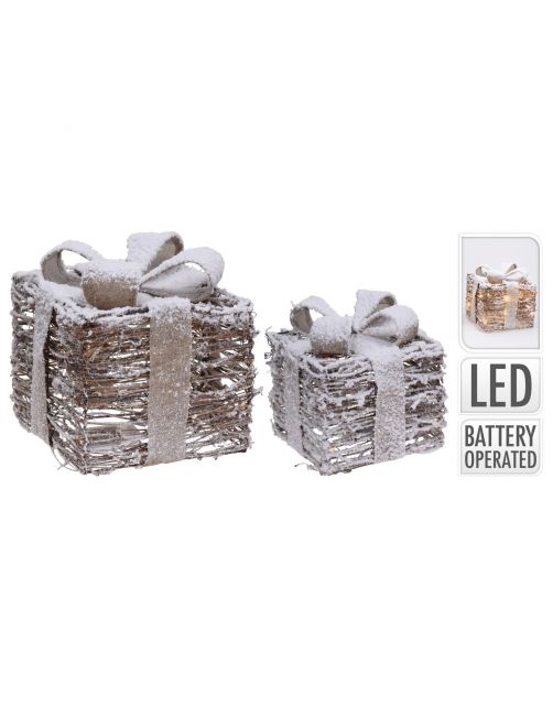Homestyle Cadeau Groot - Kerstversiering - 21x21x24 cm Beige