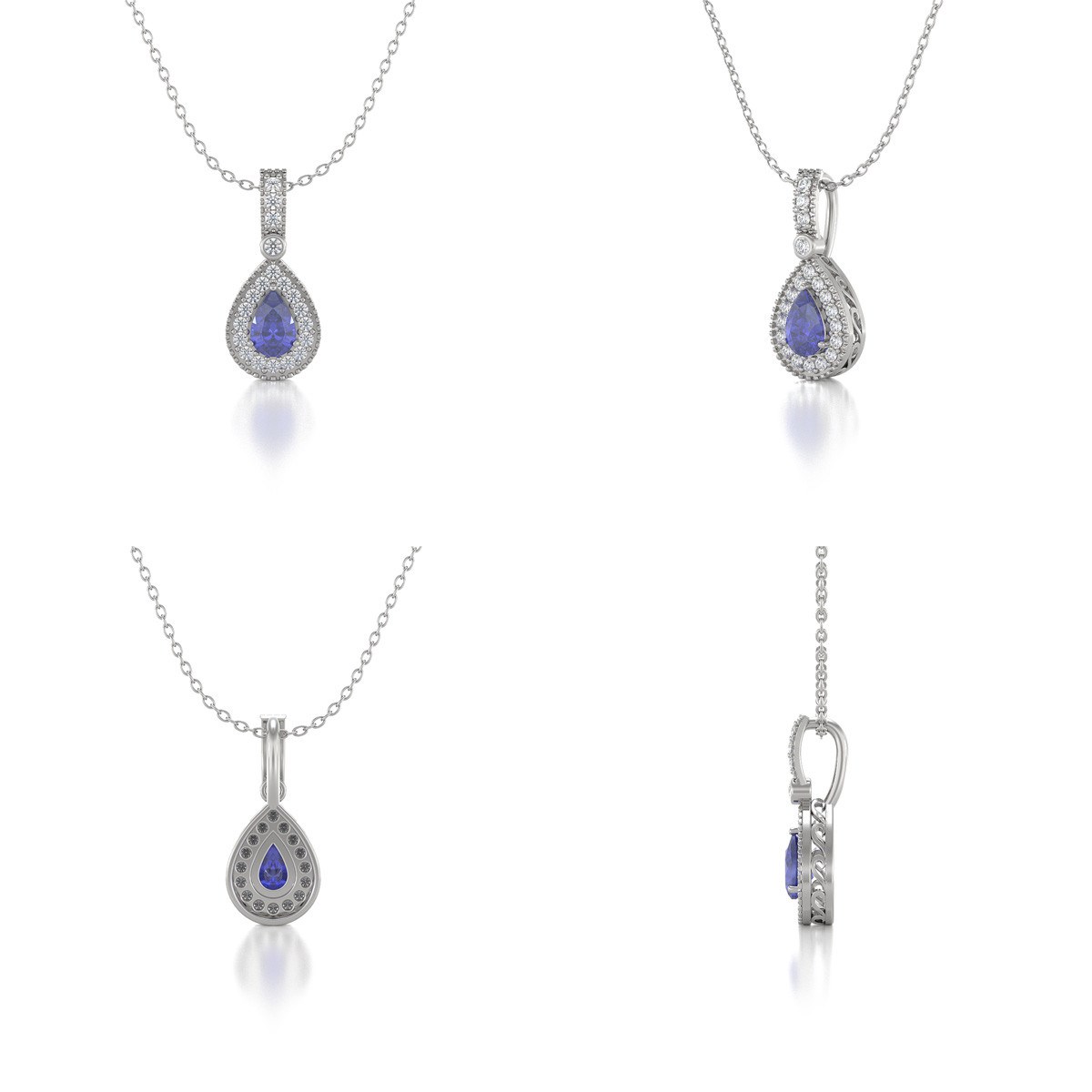 Collier Tanzanite & Diamant en Argent 925 | 1.55gr | Pendentif Luxueux - Aden