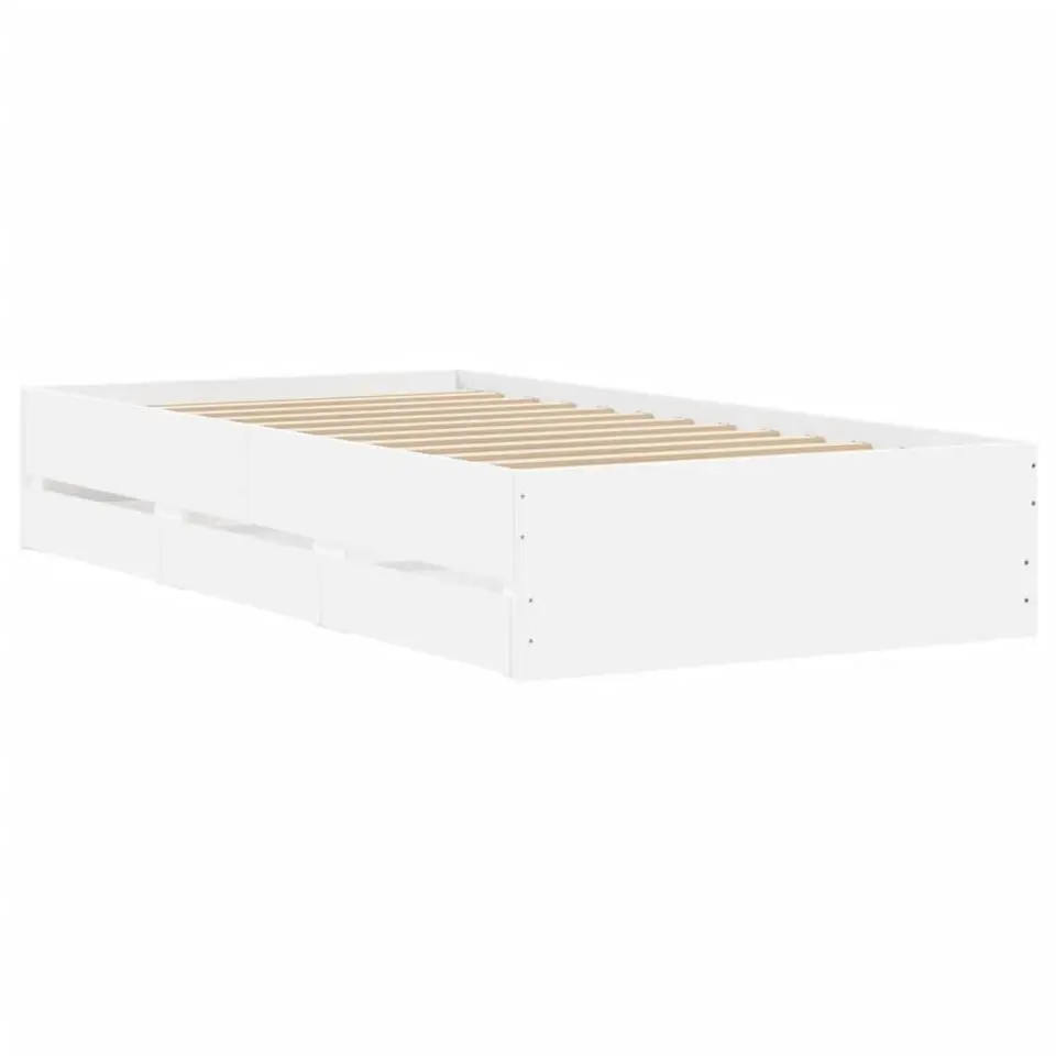 vidaXL - Bed frame met lades - Wit - Bewerkt hout - 90x200 cm