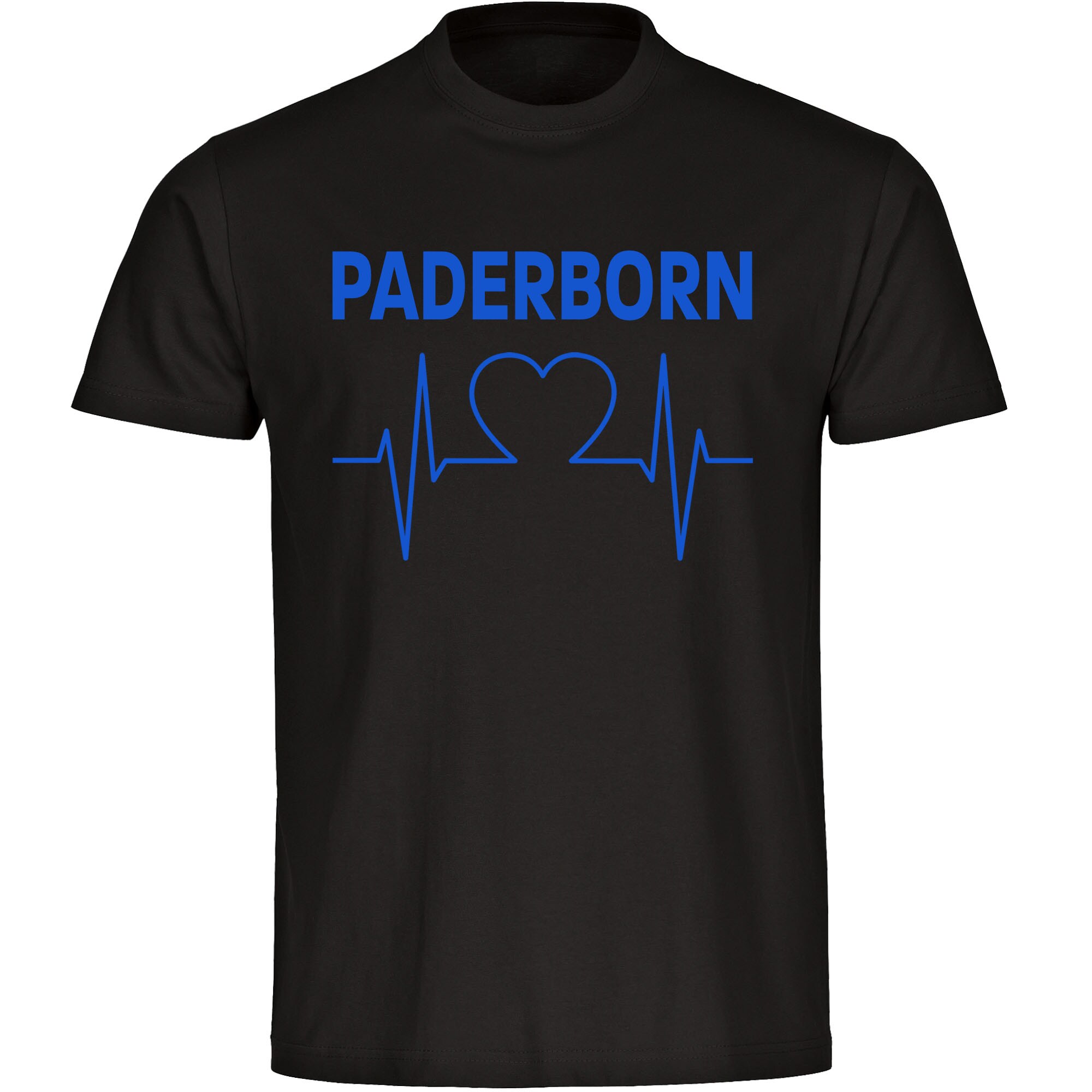 multifanshop® Herren T-Shirt - Paderborn - Herzschlag - Druck blau