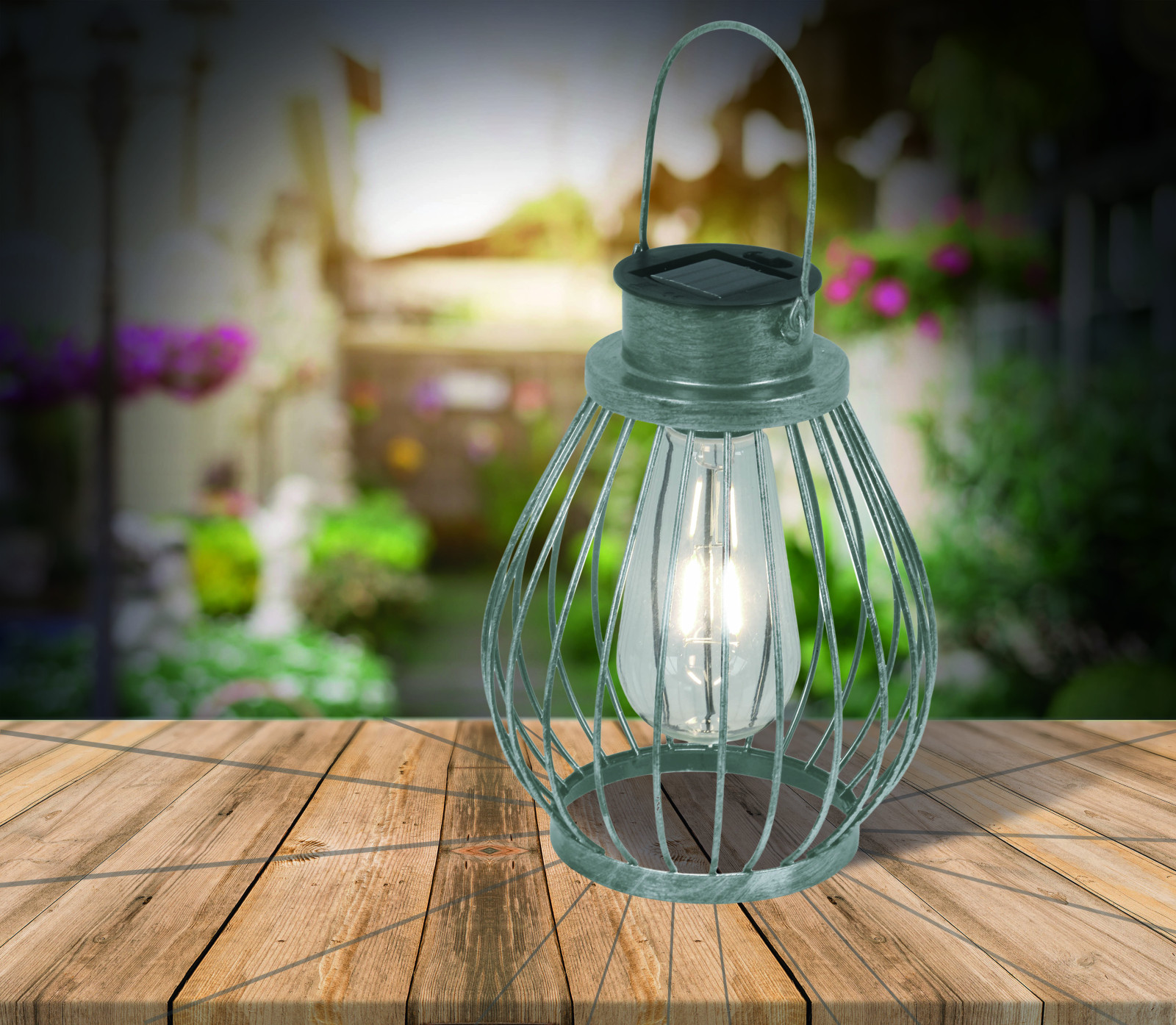 Solar-LED-Leuchte - silber - Metall
