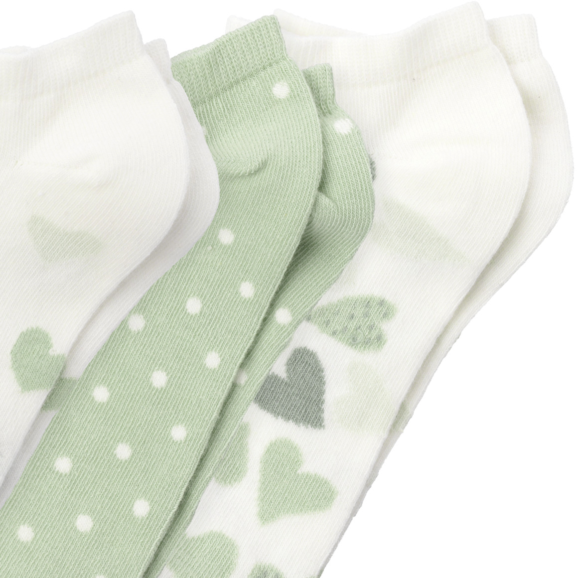 Gina Benotti 3 Paar Damen Sneaker-Socken im Set hellgrün / cremeweiss