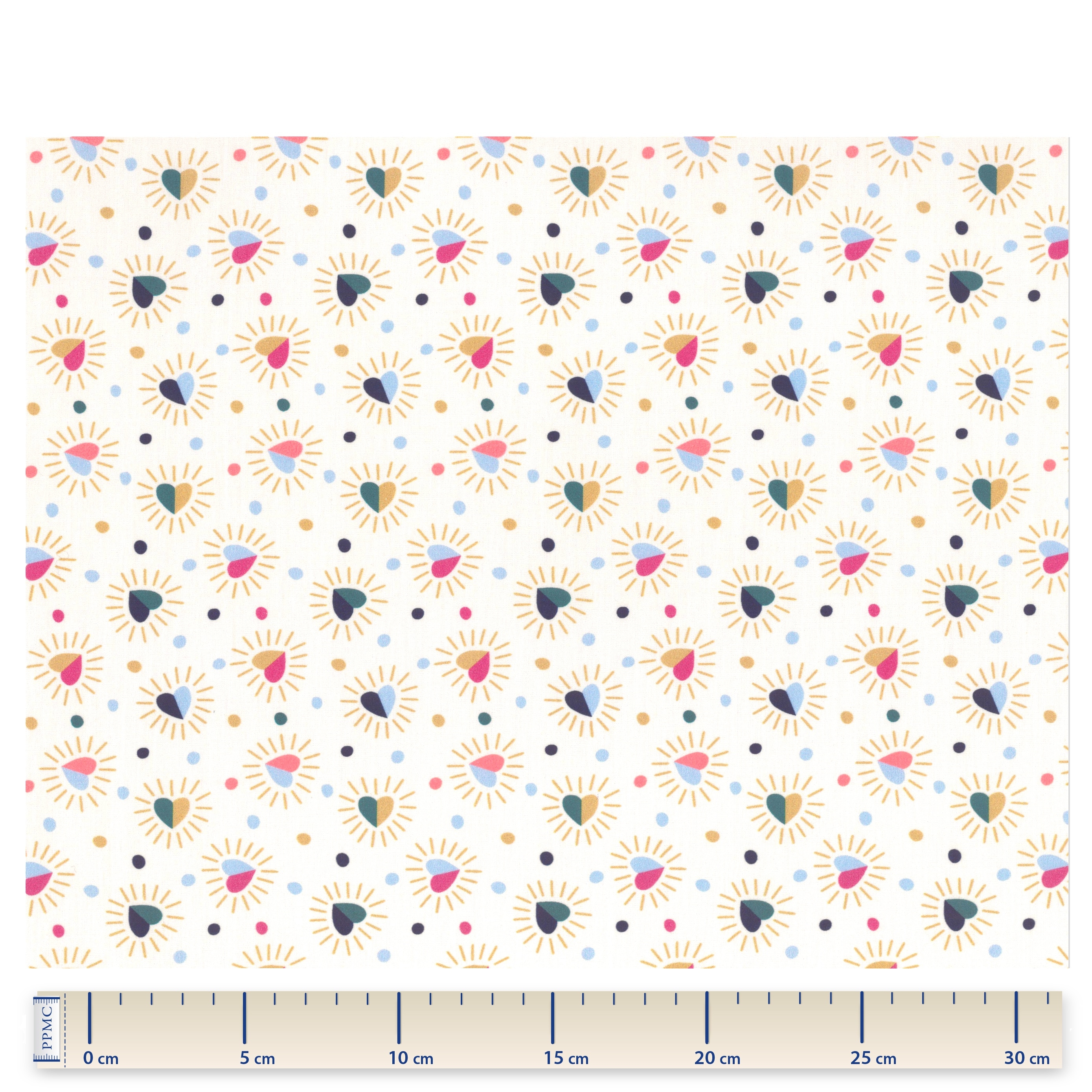 Coupon Tissu 1 M Ex2307 Cœurs Scintillants Multicolores